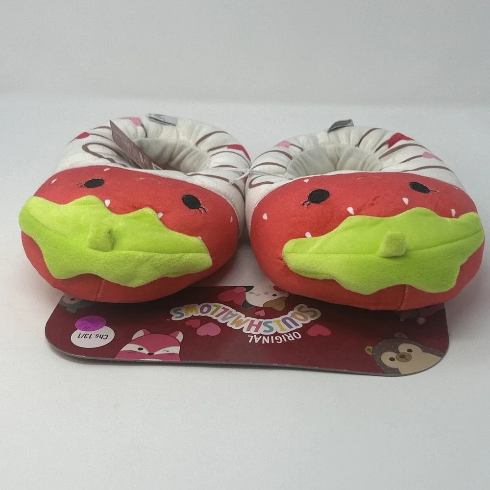 New Original Squishmallows Kids Sz 13-1 Chocolate Dipped Strawberries Slippers